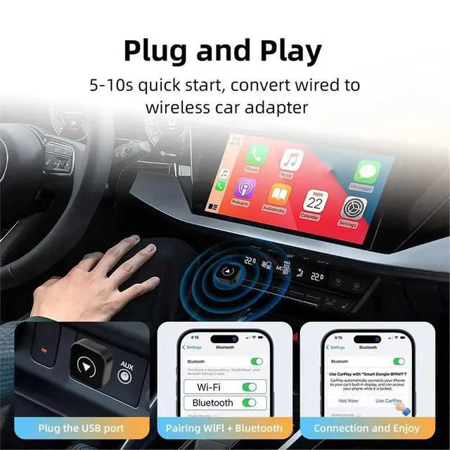 Alt view image 5 of 6 - Universal 2in1 CarPlay Auto Adapter Mini Box for Factory Wired Car, Plug and Play