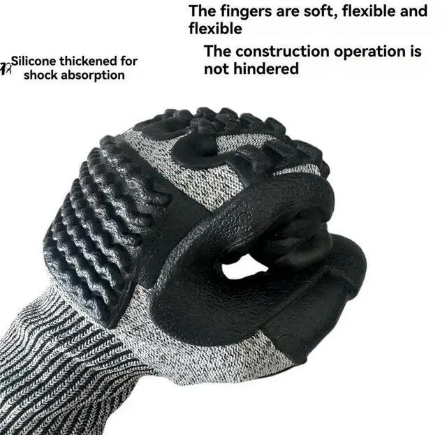 Alt view image 6 of 6 - TPE Cut-Resistant and Impact-Resistant Gloves Shock-Absorbing for Logging,Mining,Construction,Drilling,and Road Repair