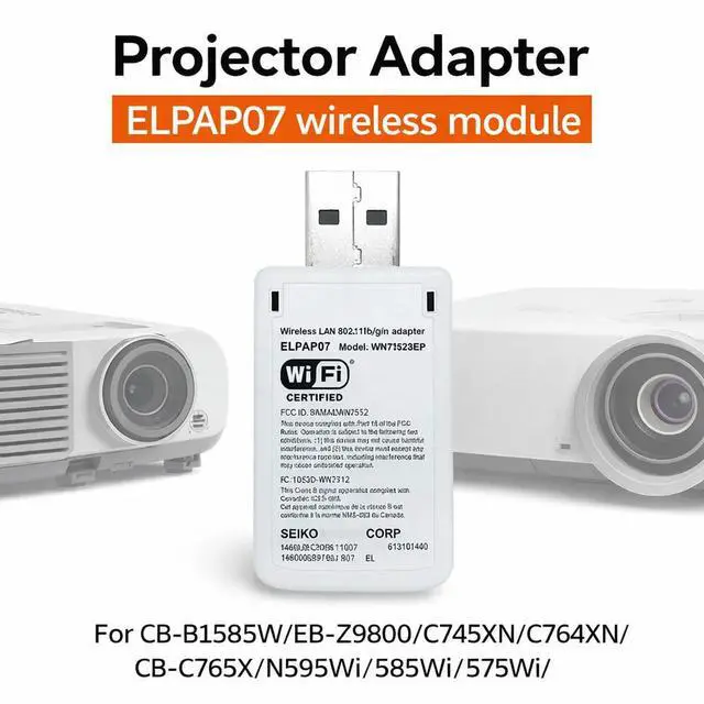 Alt view image 4 of 6 - Projector Adapter ELPAP07 module For CB-B1585W/EB-Z9800/C745XN/C764XN/CB-C765X/N595Wi/585Wi/575Wi/CE260Wi/