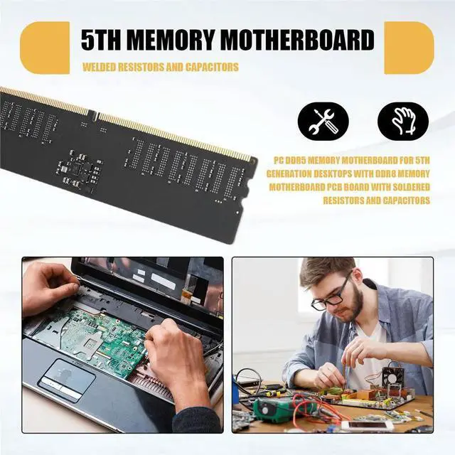 Alt view image 5 of 6 - DDR5 Memory Motherboard 5th Generation Desktop DDR8 with Memory Motherboard,Already Soldered with Resistive Capacitors