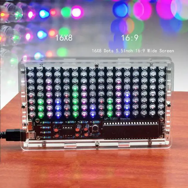 Alt view image 4 of 6 - DIY electronic kit music Spectrum display 16X8 LED 5.5inch Voice sensor DIY sodering project kit with shell