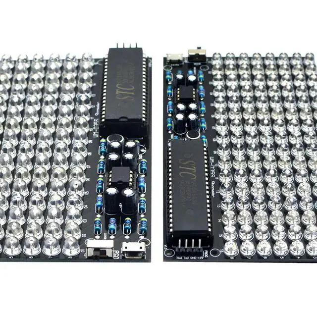 Alt view image 6 of 6 - DIY electronic kit music Spectrum display 16X8 LED 5.5inch Voice sensor DIY sodering project kit with shell