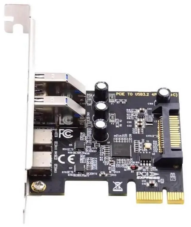 Alt view image 5 of 6 - PCIE To USB 3.2 Gen1 5Gbps Expansion Card PCI Express 1x 4X 8X 16X Board 2 USB 2 Type C Extend Adapter Computer USB Converter