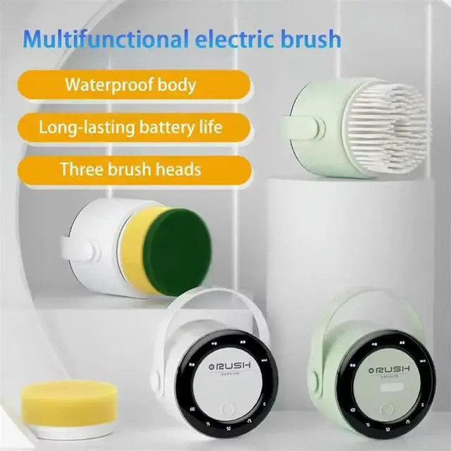 Alt view image 6 of 6 - Handheld Multifunctional Cleaning Brush for Kitchen and Bathroom, 5-in-1 Electric Dishwasher Brush White
