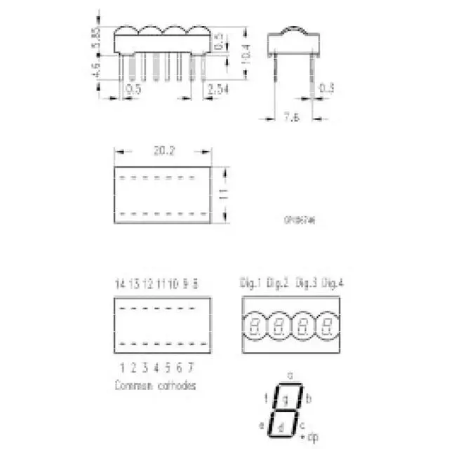 Alt view image 4 of 4 - DL340M DL-340M Red 4 LED Display Character 7 Segment Magnified Numeric Monolithic Common Cathode