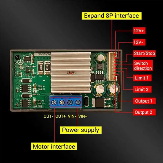 Alt view image 6 of 6 - DMC02 DC Motor Control Forward/Reverse Controller DC 12-30V 10A 12V 24V Brushed DC Motor Controller
