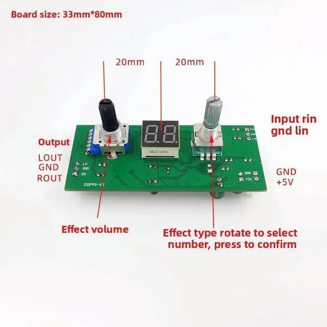 Alt view image 6 of 6 - DSP Digital Reverb Karaoke Singing Reverb Board KTV Mixer Effects Anti-Feedback Module Multi-Effects