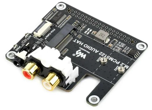 Alt view image 4 of 6 - Waveshare M.2 PCM5122 AUDIO HAT,PCIe To M.2 HAT With I2S Audio Extension For Raspberry Pi,Supports NVMe Protocol Solid State