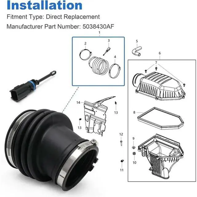 Alt view image 5 of 6 - Air Intake Manifolds 5038430AC 5038430AD 5038430AE 5038430AB For Chrysler Chevrolet 2012-2021 Dodge Challenger 2011-2023