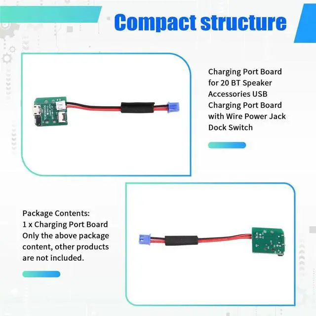Alt view image 5 of 6 - Charging Port Board for JBL Link 20 BT Speaker Accessories USB Charging Port Board with Wire Power Jack Dock Switch
