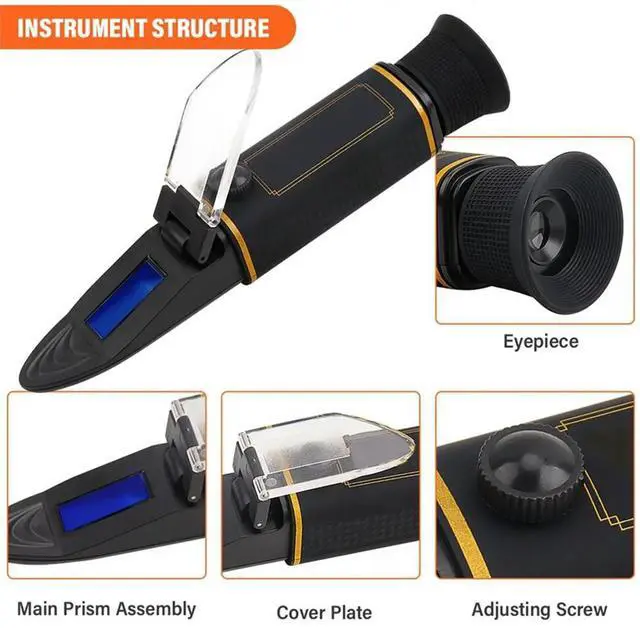 Alt view image 5 of 6 - Dual Scale Beer Refractometer 0-32% Brix Refractometer 1.000-1.130 SG Wort ATC Handheld Wine Hydrometer Sugar Tester