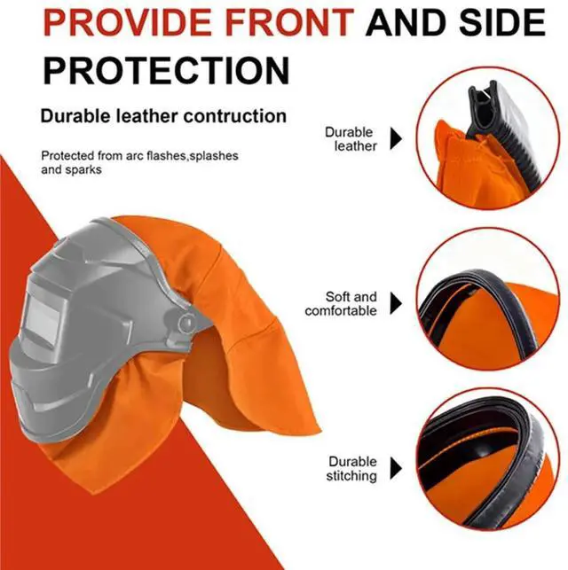 Alt view image 6 of 6 - 2Pcs Welding Helmet Cover and Helmet Bib Set, Welding Accessories with Press Fit Seal for Neck Protection, Fits Most B