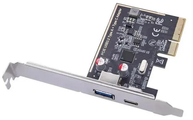 Alt view image 6 of 6 - PCIE USB 3.2 GEN2 10G + Type C 10G Adapter PCI Express X4 Expansion Card Riser ASM1142 Chip Controller + Low Bracket for Desktop
