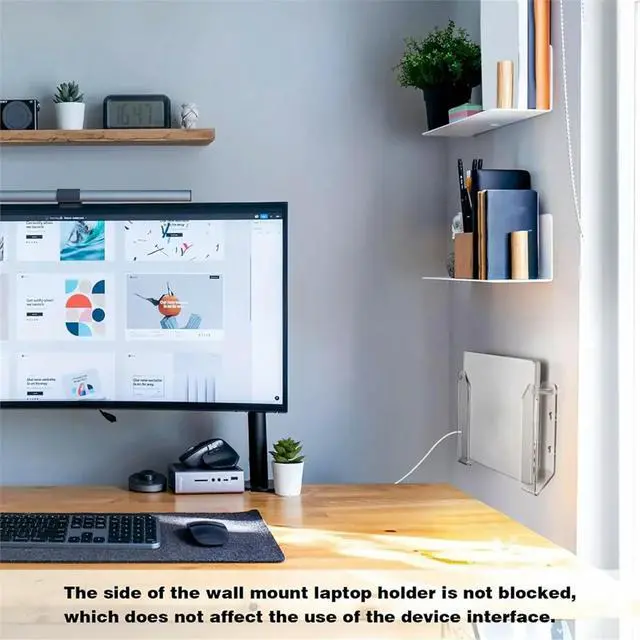 Alt view image 5 of 6 - Under/Wall-Mounted Table Laptop Stand Laptop Rack Charging Stand Tray Organizer Bracket Desktop for Tablet Stand