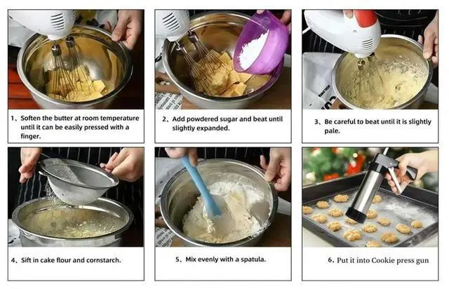 Alt view image 6 of 6 - Cookie Press Gun Kit for Baking - Includes 13 Discs & 8 Icing Nozzles for DIY Christmas Cookies