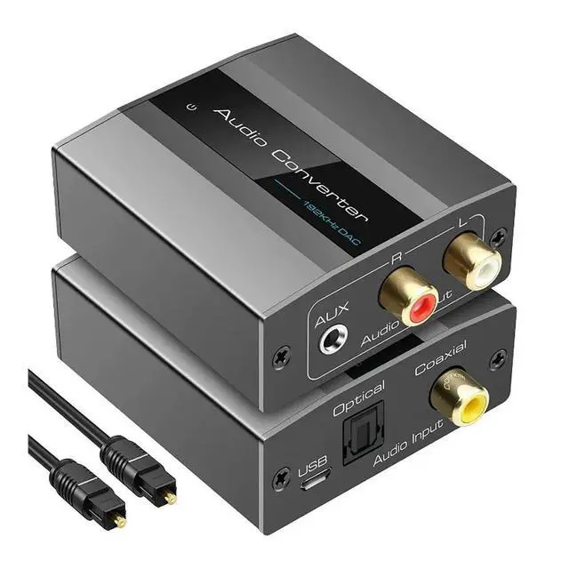 Alt view image 4 of 6 - Optical to RCA Converter Audio Converter Digital to Analog Audio Coaxial to RCA Adapter 3.5mm AUX with Optical Cable