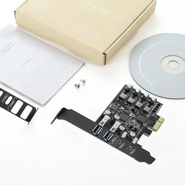 Alt view image 4 of 6 - Ss-4 Ports USB PCIE Card Pcie USB 3.0 Expansion Card 2 X USB A and 2 X Type C with Low Profile Bracket for Desktop PC