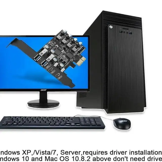 Alt view image 5 of 6 - Ss-4 Ports USB PCIE Card Pcie USB 3.0 Expansion Card 2 X USB A and 2 X Type C with Low Profile Bracket for Desktop PC