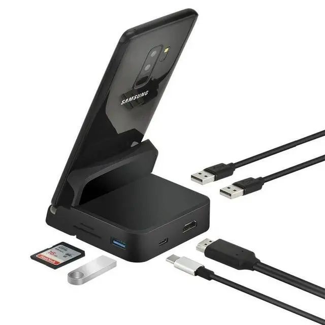 Alt view image 4 of 6 - 8 In 1 Type C HUB Docking Station Phone Stand Dex Pad Station USB C To HDMI-compatible Dock Power Charger Kit for for