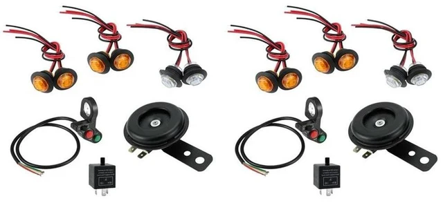 Alt view image 4 of 6 - 2X Universal Motorcycle Turn Signal Light LED Kit With Horn Turn Signal Headlight Horn 3-Pin Relay For ATV UTV