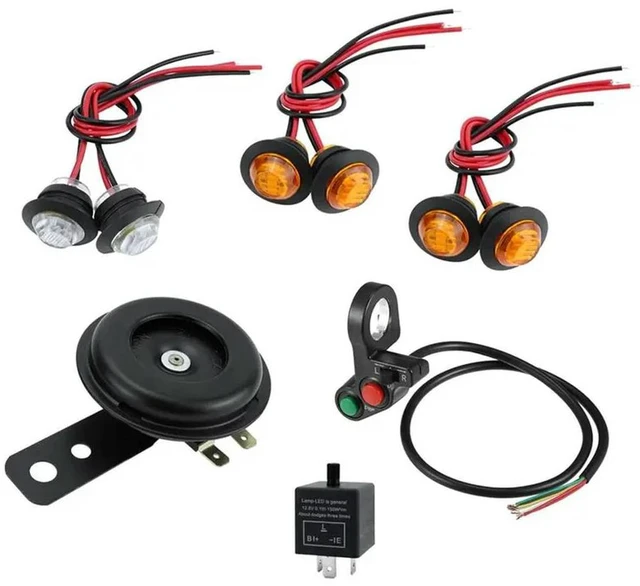 Alt view image 6 of 6 - 2X Universal Motorcycle Turn Signal Light LED Kit With Horn Turn Signal Headlight Horn 3-Pin Relay For ATV UTV
