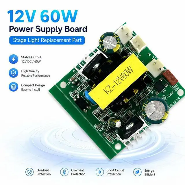 Alt view image 4 of 6 - KZ-60-12V 60W Dual Output 12V Power Module for Stage LED Par Lamp Accessories