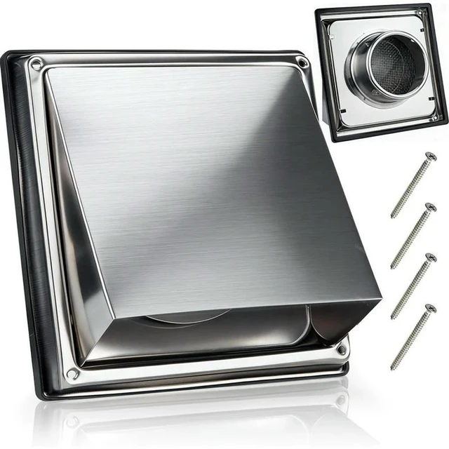 Alt view image 4 of 6 - Rain Shield 45°, Stainless Steel 4 Inch For Dryer Vent Cover Outside, Silver Exterior Wall, For Dryer Duct And RV