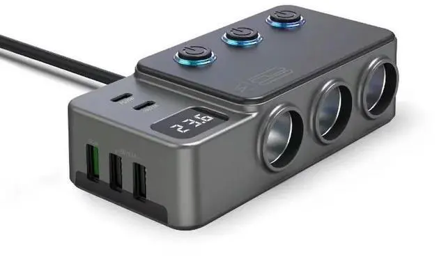 Alt view image 5 of 6 - Car Cigarette Lighter Splitter Adapter Car USB Chager Multi Port with PD35W/QC3.0 Charge USB C 12V/24V for All Car Devices