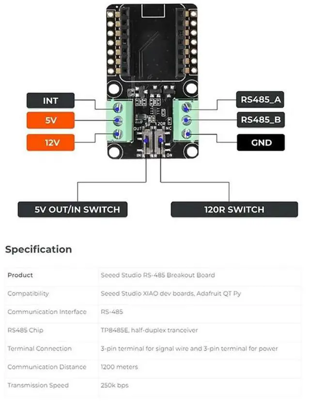 Alt view image 6 of 6 - RS-485 Breakout Board Forseeed Studio XIAO Development Board Andqt Py TP8485E IC