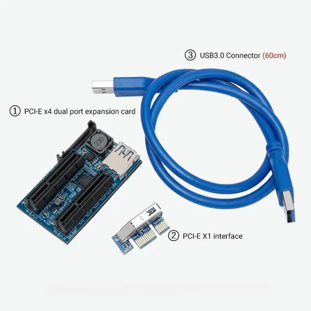Alt view image 4 of 6 - Add On Card PCI Express USB 3.0 Adapter PC Components Extender PCIE Riser PCI-E Card Riser PCI E Riser for Video Card