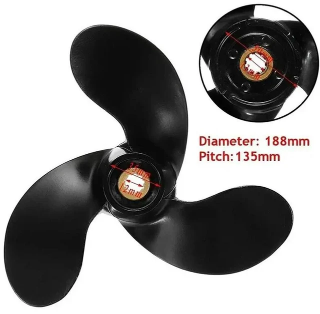 Alt view image 5 of 6 - 58110-97JA0-019 188X135mm Boat Propeller 7-3/8X5-3/8 A520 For Suzuki Outboard Engines 4-610 Tooth Spline RH 2.5HP