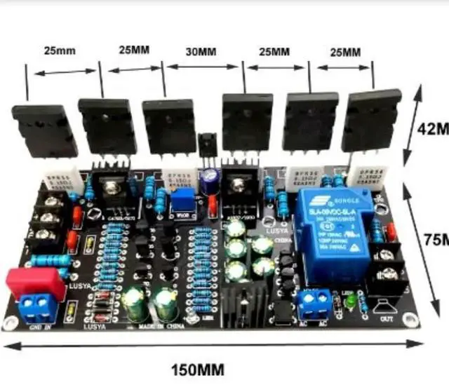 Alt view image 5 of 6 - Mono 300W Amplifier Board 1943+5200 Post-stage Amplifier Board with Speaker Protection