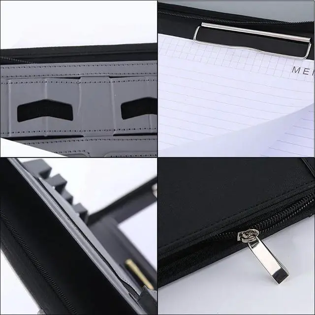 Alt view image 6 of 6 - YM-Business Padfolio Portfolio Case Handle PU Leather Portfolio Folder For School Office Conference Notepad