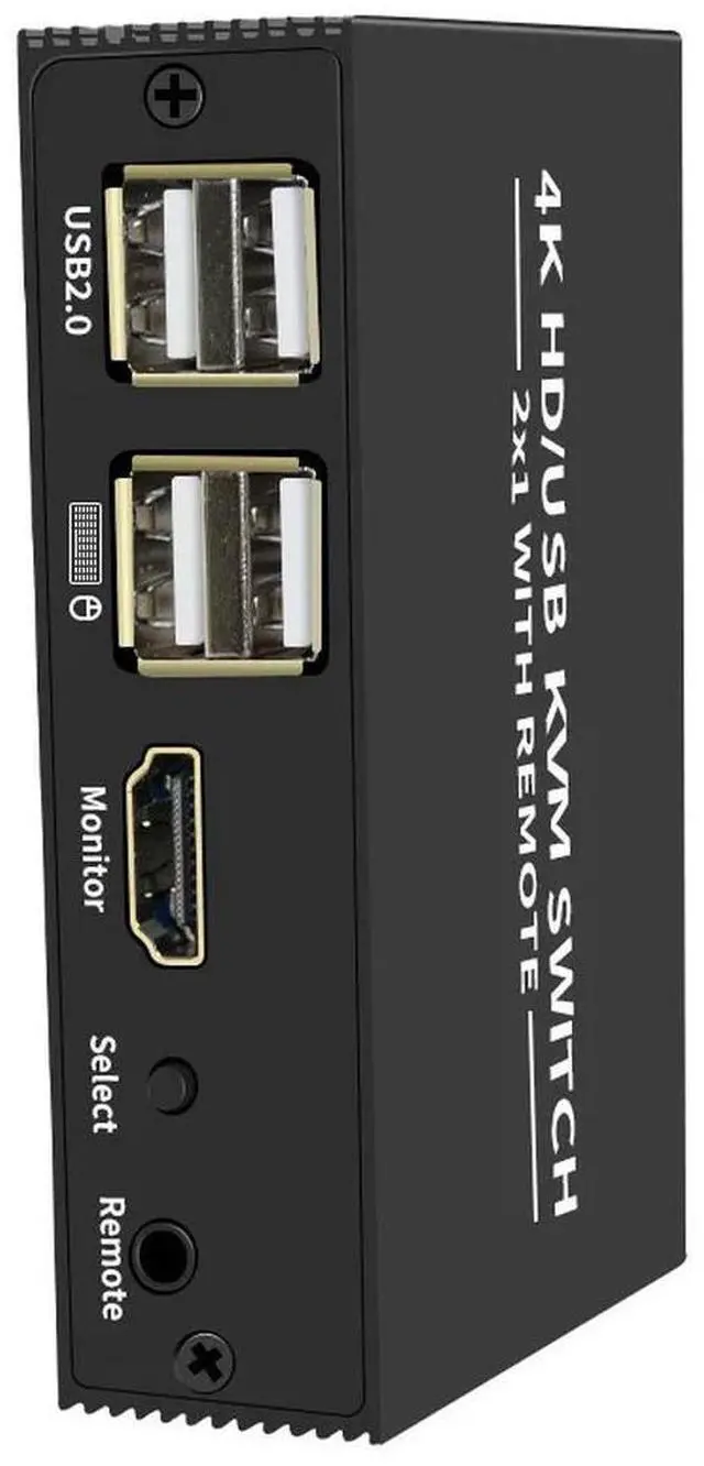 Alt view image 5 of 6 - 2 Port HDTV KVM Switch 2x1 4K HDMI USB Switch Selector 2 in 1 out with USB Hub Desktop Controller Sharing Monitor Mouse Keyboard