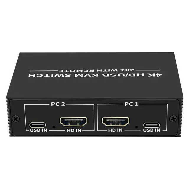 Alt view image 6 of 6 - 2 Port HDTV KVM Switch 2x1 4K HDMI USB Switch Selector 2 in 1 out with USB Hub Desktop Controller Sharing Monitor Mouse Keyboard