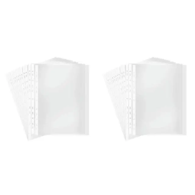 Alt view image 4 of 6 - YM-200Pages A4 Punched Pocket, Clear 11-Hole Sheet Protector Binder Pocket Paper File Letter Sheet Binder Sleeves 8 Silk