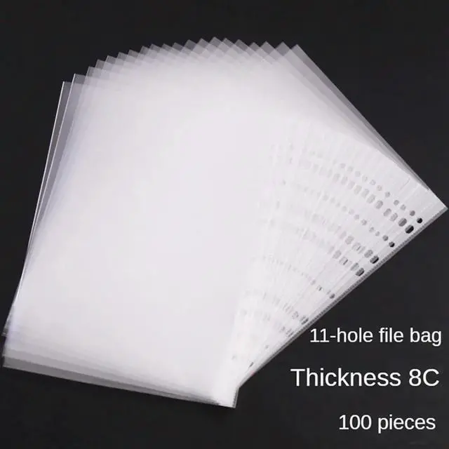 Alt view image 6 of 6 - YM-200Pages A4 Punched Pocket, Clear 11-Hole Sheet Protector Binder Pocket Paper File Letter Sheet Binder Sleeves 8 Silk