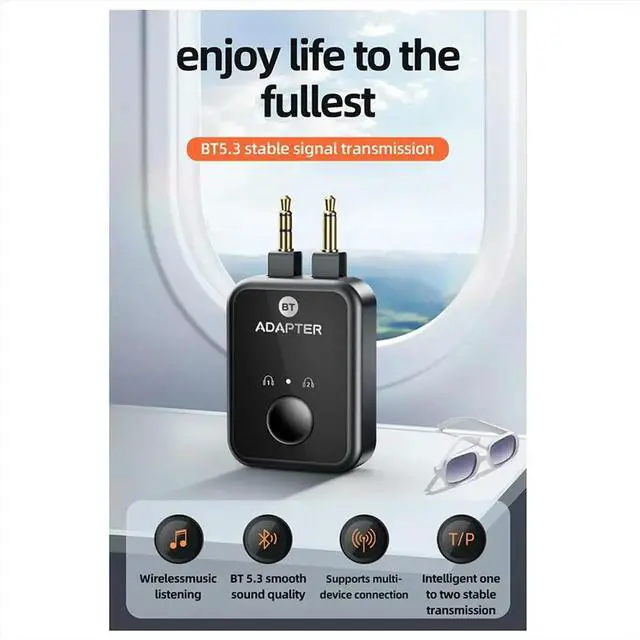Alt view image 5 of 6 - Bluetooth Launcher Two -in -One 5.3 Non -Destructive Headset Aircraft Plug Audio Conversion Adapter 3.5mm AUX