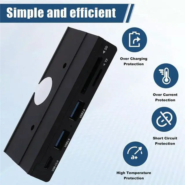 Alt view image 5 of 6 - 10Gbps USB Hub Magnetic Desk Rail Splitter Adapter for PC Macbook Laptop Accessory