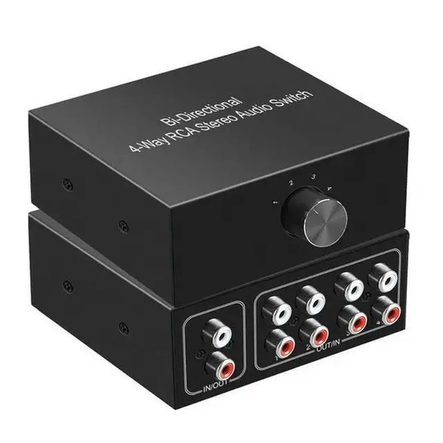 Alt view image 4 of 5 - 4-Way Stereo L/R Sound Channel Bi-Directional Audio Switcher, 1 in 4 Out or 4 in 1 Out, L/R Sound Channel Audio Switch Splitter