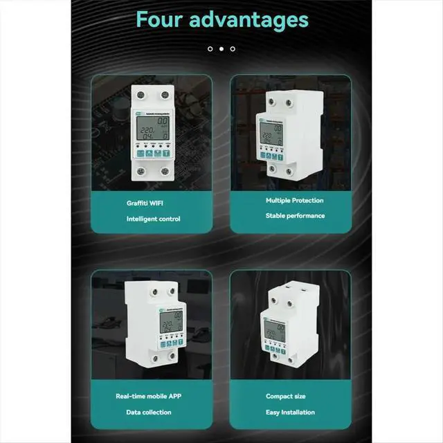 Alt view image 4 of 6 - Tuya 2P Energy Meter Power KWh Meter Earth Leakage over Under Voltage Protector Work with Tuya Life