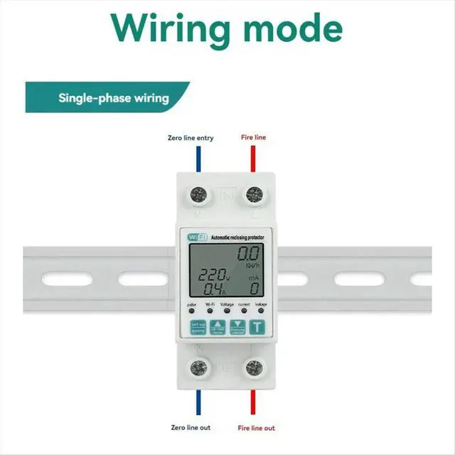 Alt view image 6 of 6 - Tuya 2P Energy Meter Power KWh Meter Earth Leakage over Under Voltage Protector Work with Tuya Life