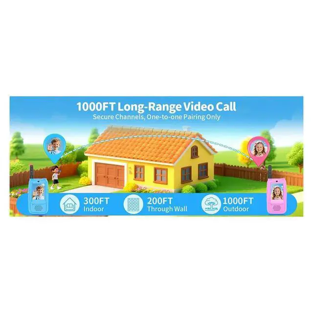 Alt view image 6 of 6 - 1Pair Video Walkie Talkies for Kids Rechargeable Kids Walkie Talkies Long Range Birthday Toys Gifts for 3-12 Year