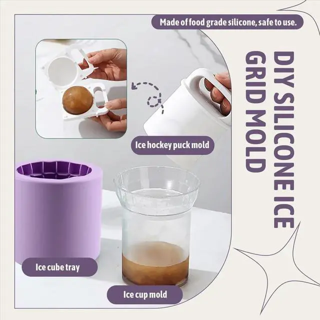 Alt view image 5 of 6 - DIY Silicone Ice Cube Mold Ice Grid Mold Easy to Remove Mold Ice Box Mini Ice Hockey Compact Creative Ice Box,C