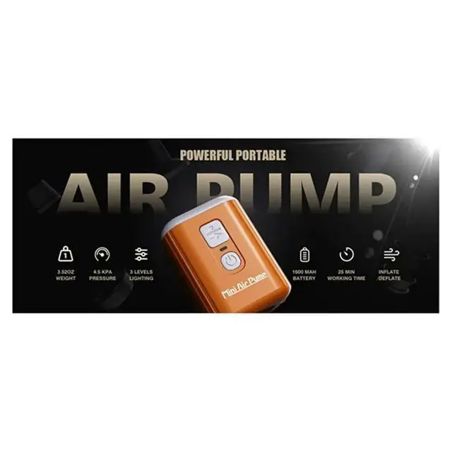 Alt view image 4 of 6 - Air Pump Mini Air Pump with 1600mAh Camping Light - Electric Pump for Vacuum Bags, Air Mattress