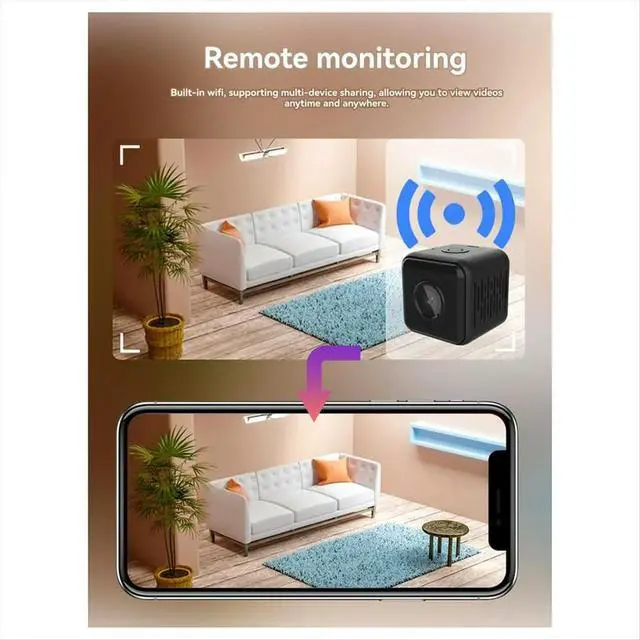 Alt view image 6 of 6 - Remote Network Camera Monitoring Small Camera Loop Recording HD Infrared Night Vision Outdoor Sports Photography