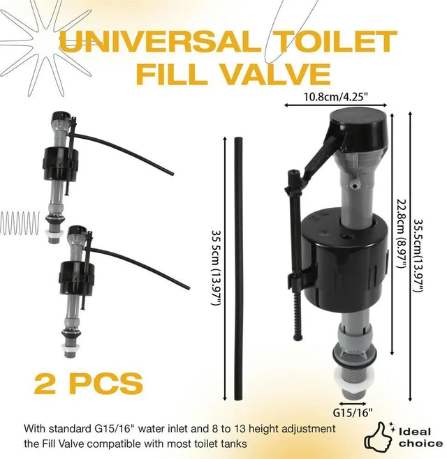 Alt view image 5 of 6 - 2 Pcs Universal Toilet Fill Valve Replacement Kit, Fill Valve2-Inch Flappe, Adjustable Toilet Repair Kit Inside Tank,