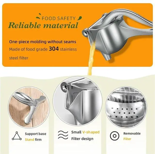 Alt view image 5 of 6 - Thickened Manual Juicer + 10 Filter Bags Orange Juice Press Aluminum Alloy Home Juicing Essential for Lemon Orange Grape