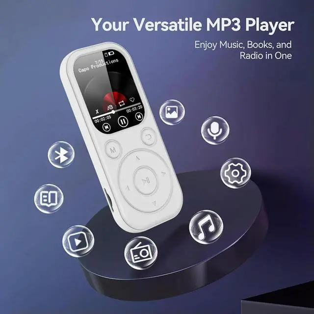 Alt view image 6 of 6 - MP3 Player Bluetooth 5.4 Video Music Player Sports Mini MP3 with Screen Support FM Radio Recording E-Book