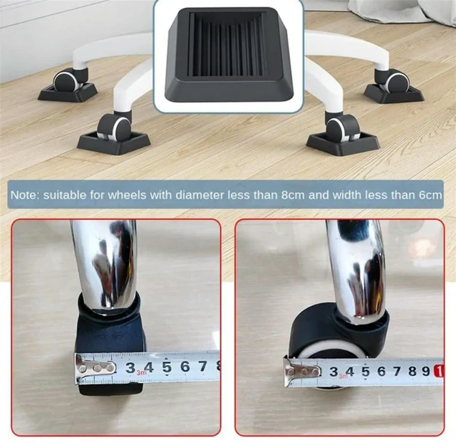 Alt view image 6 of 6 - 8PCS Wheel Lock Plate Set for Chairs & Furniture Not Vibrations Cushions Furniture Casters Chair Caster Grip Pad Set
